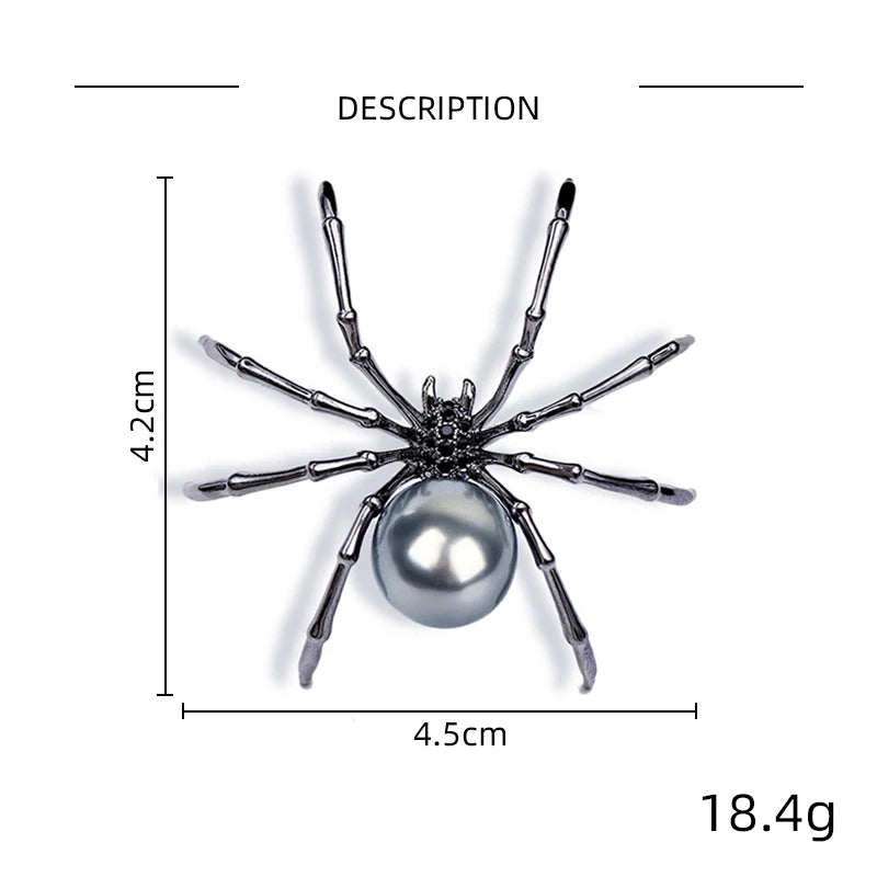 Halloween Black Spider Pearl Imitation Earrings