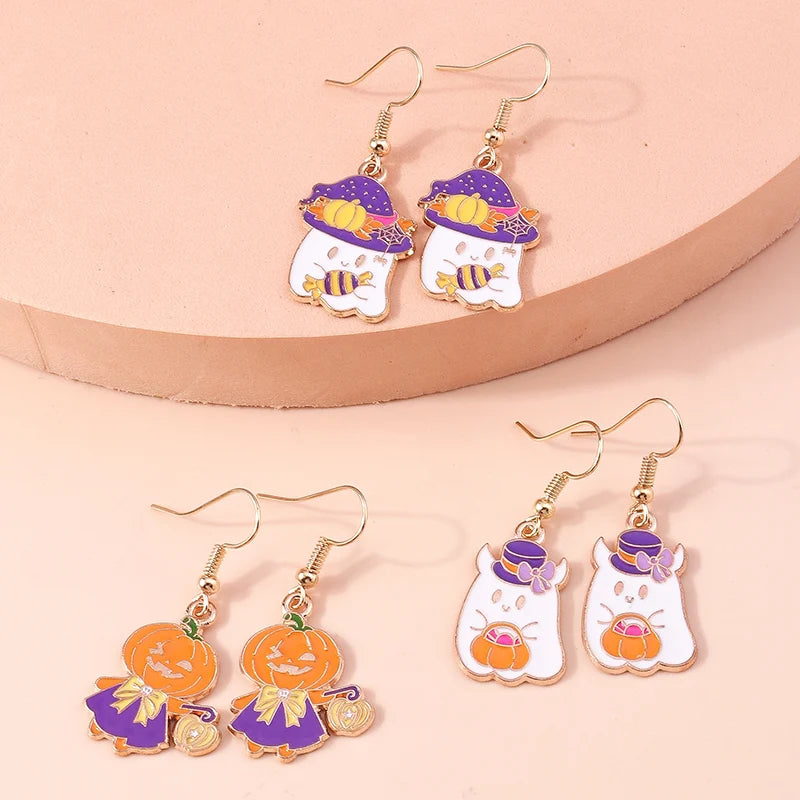 3pairs/set Halloween Drop Earrings For Girls