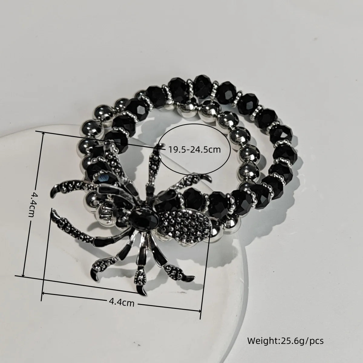Gothic Black Spider Beads Bracelet