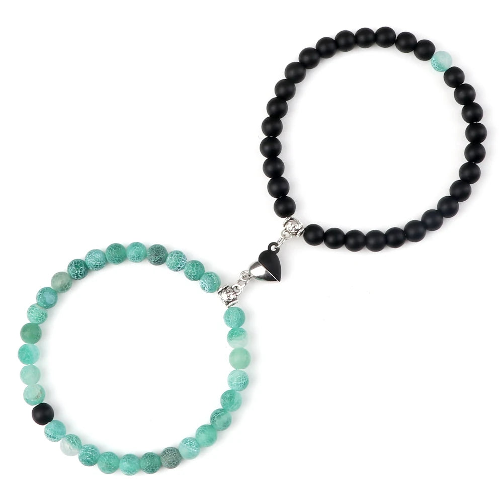Mint green and black color bracelets set