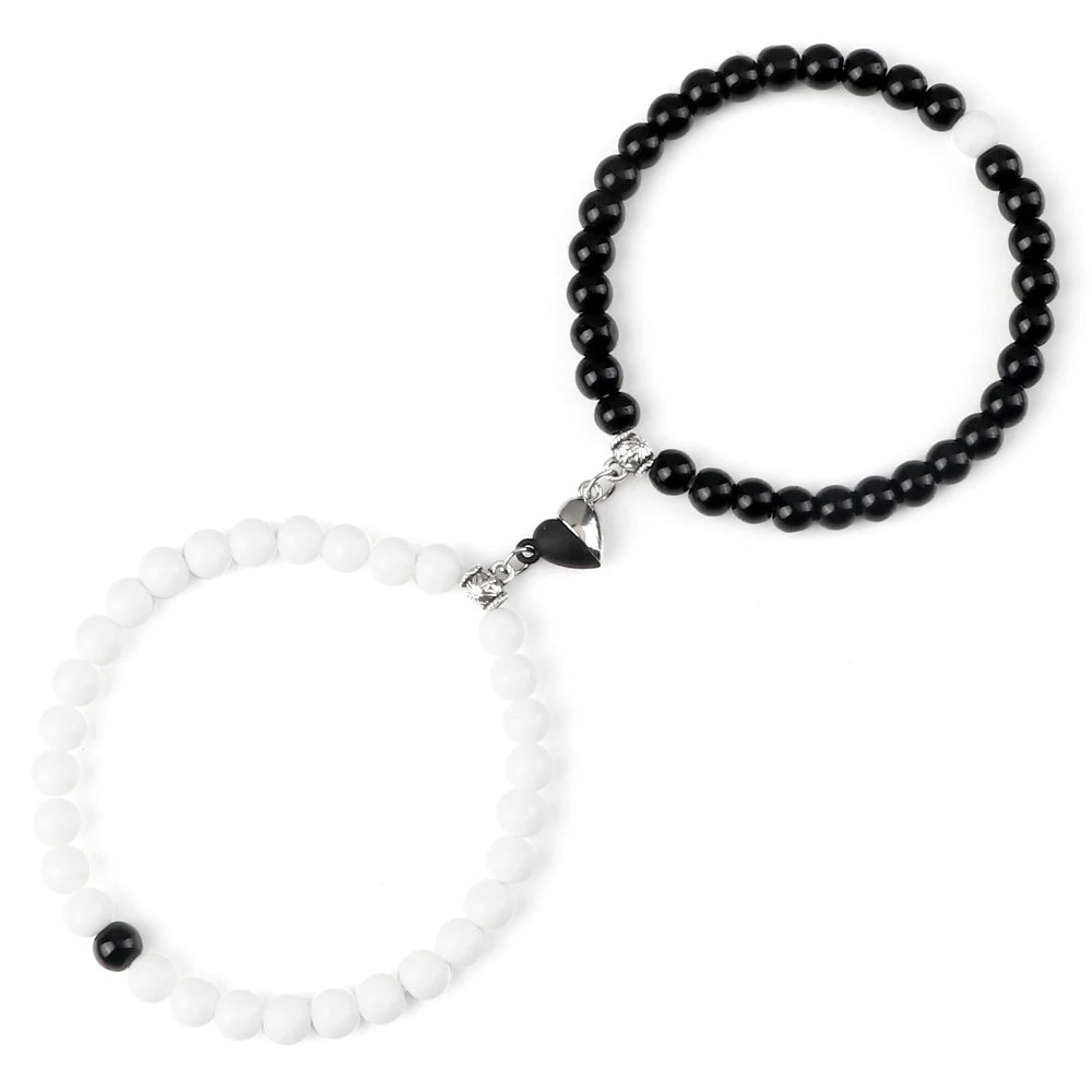 White and black love symbol connecting heart gift set for bride and groom