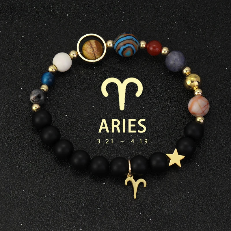 Bracelet with Aries symbol on a black background