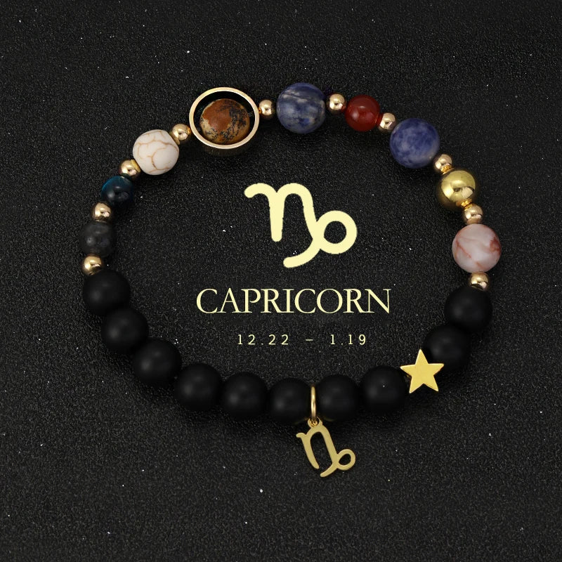 Bracelet with Capricorn zodiac sign details.