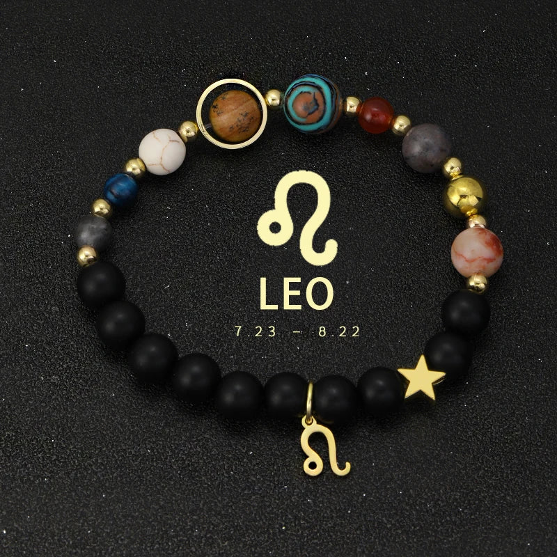 Bracelet with Leo zodiac symbol on a black background
