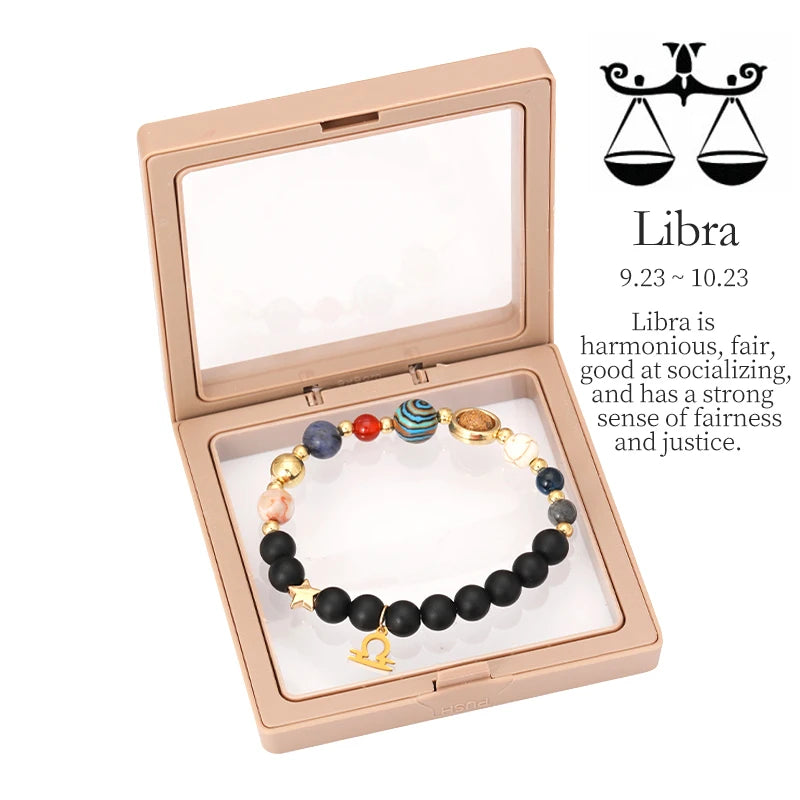 Bracelet with Libra symbol in a box on a white background