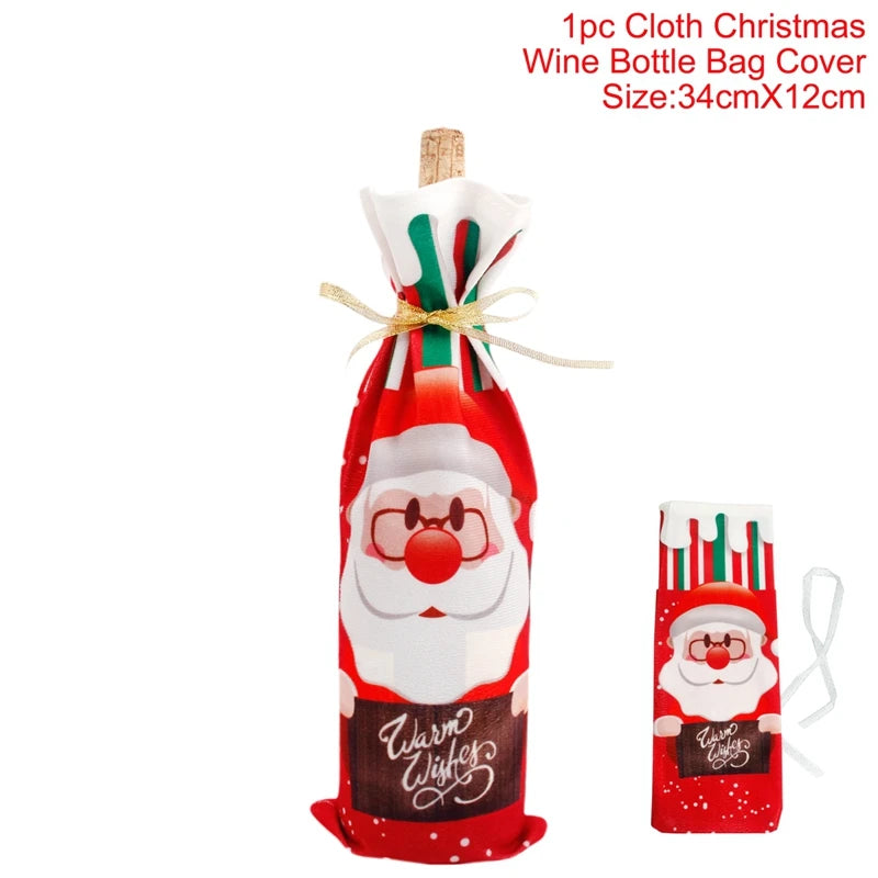 Christmas wine bottle bag with Santa Claus design on a white background
