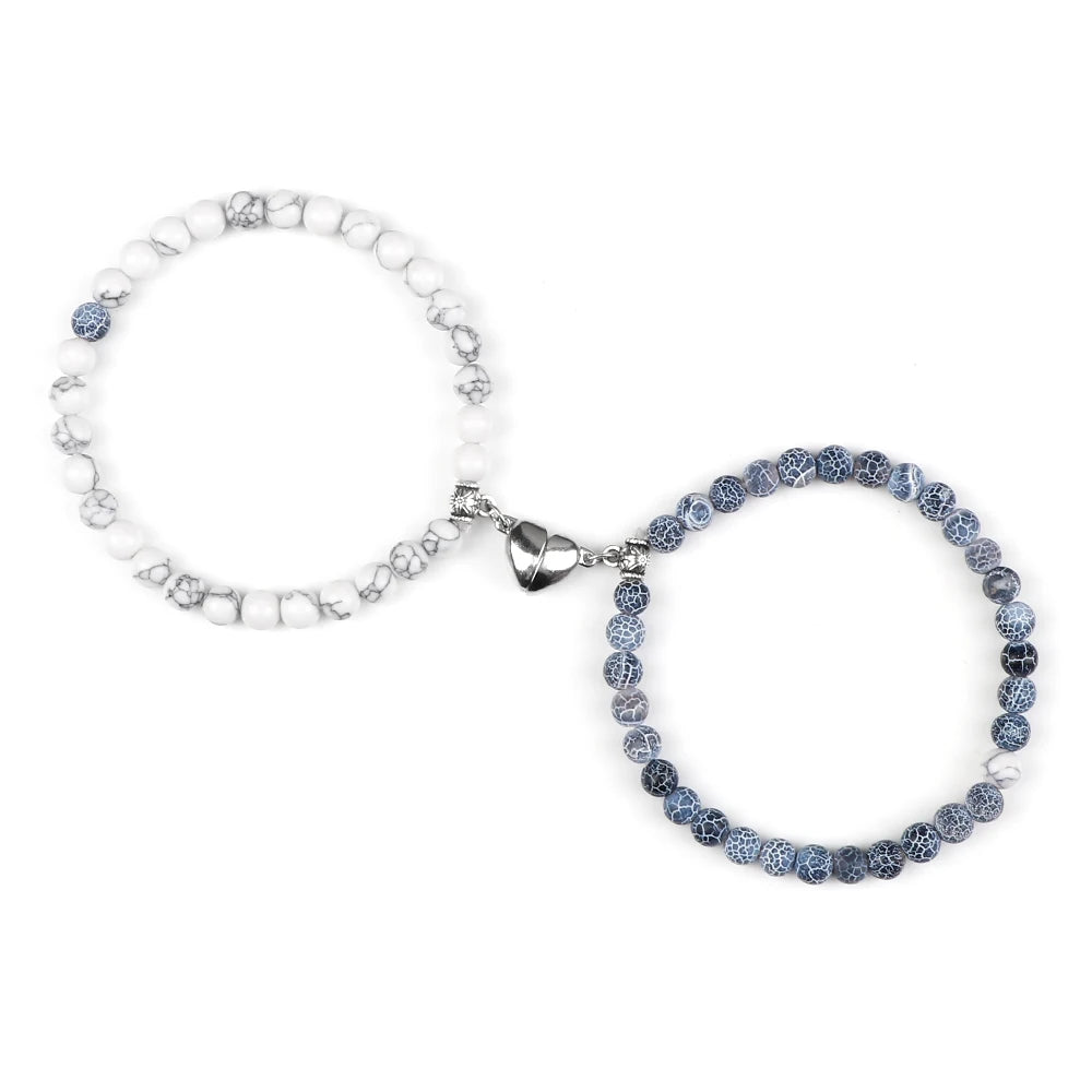 White and grey color bracelet set