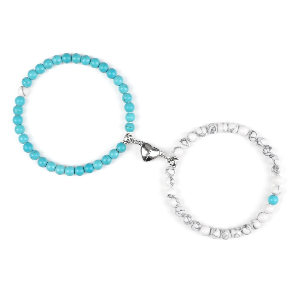 Meaningful sky blue and white bracelets gift set for love forever promise