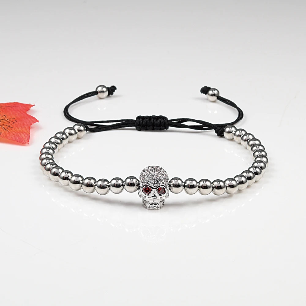 Beads Bracelet with Skeleton, Skull Head Wrist Jewelry