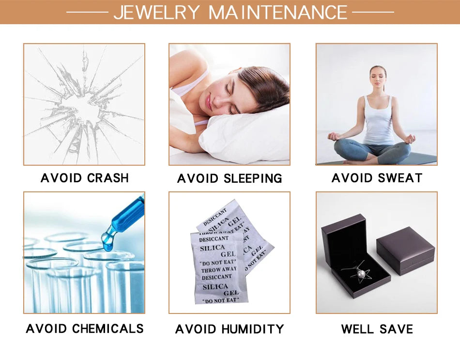 Jewelry maintenance tips with images and text on a white background