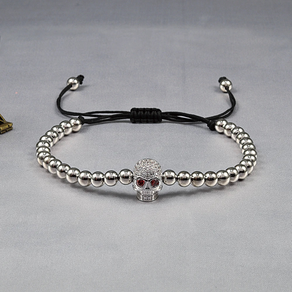 Beads Bracelet with Skeleton, Skull Head Wrist Jewelry