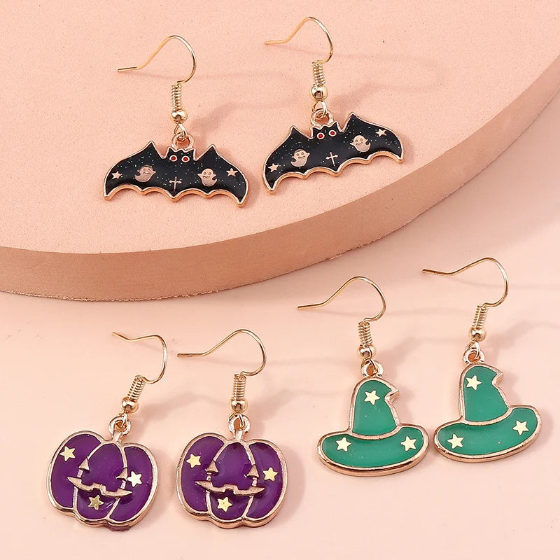3pairs/set Halloween Drop Earrings For Girls