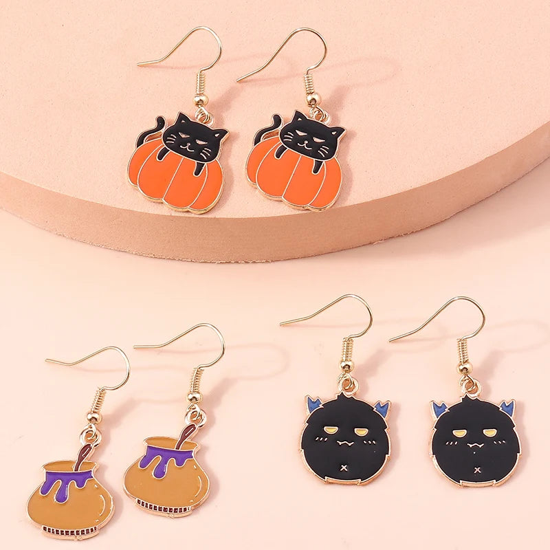 3pairs/set Halloween Drop Earrings For Girls