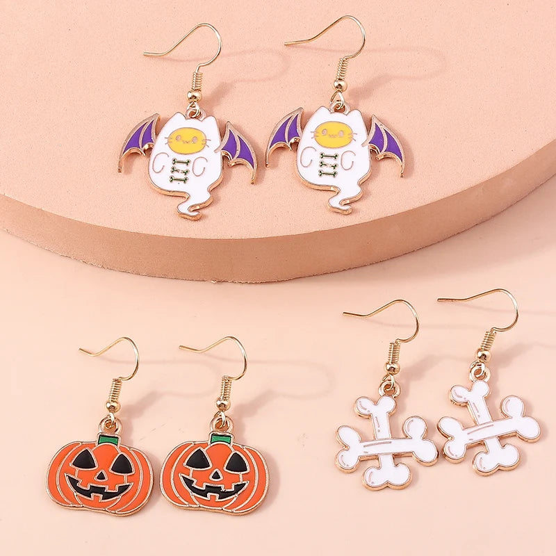 3pairs/set Halloween Drop Earrings For Girls