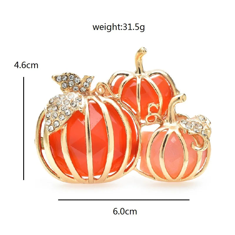 Three Pumpkins Brooche With Rhinestones