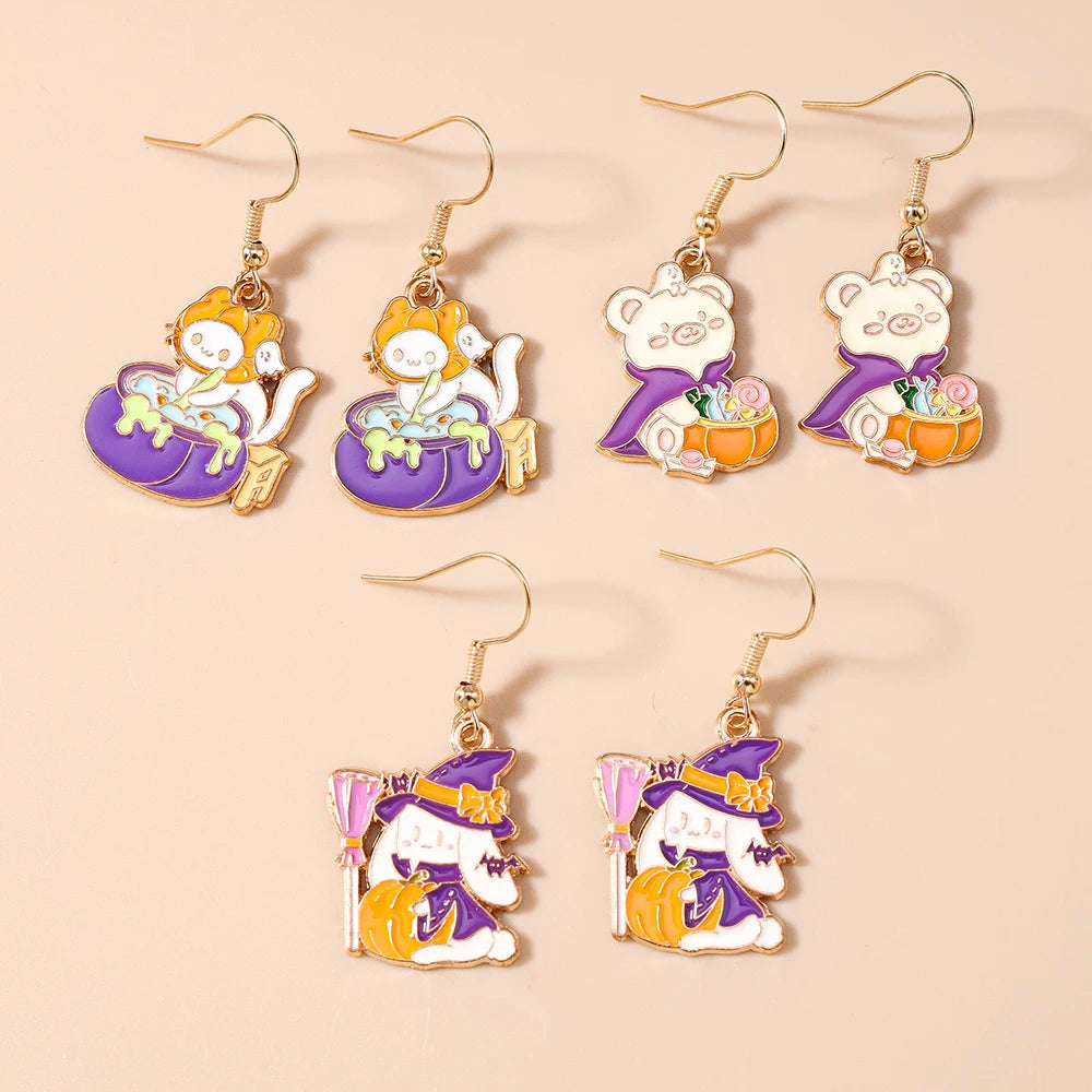 3pairs/set Halloween Drop Earrings For Girls