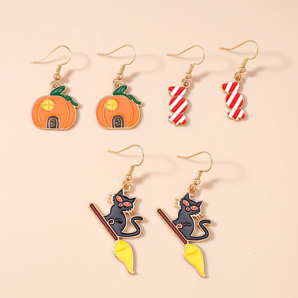 3pairs/set Halloween Drop Earrings For Girls
