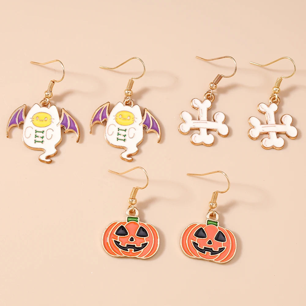 3pairs/set Halloween Drop Earrings For Girls