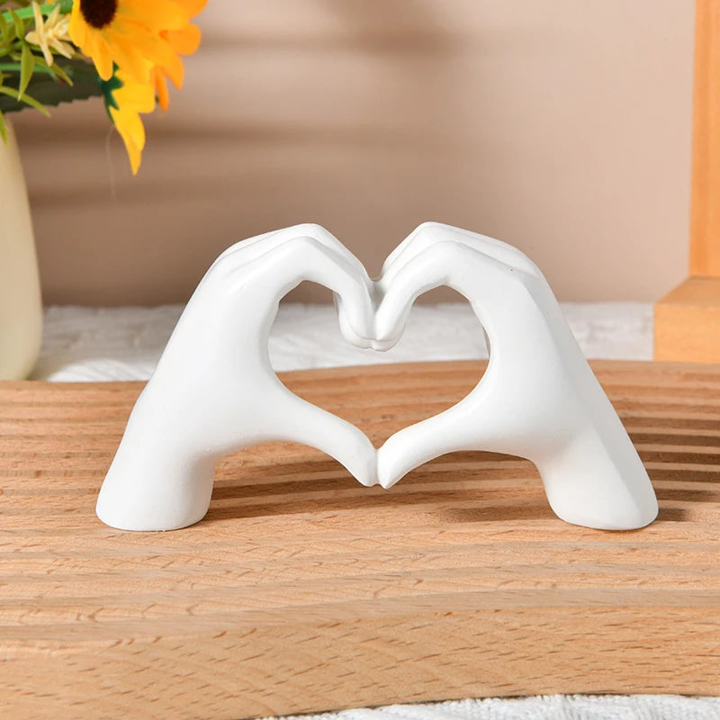 Heart-shaped Finger Combination Statue Expressing Love Gesture for Home Decor