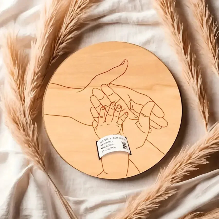 Baby Birth Wristband Wooden Holder