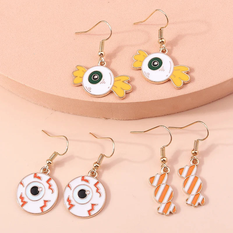3pairs/set Halloween Drop Earrings For Girls