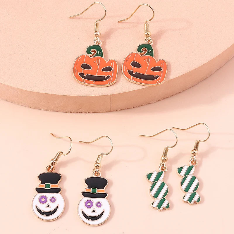 3pairs/set Halloween Drop Earrings For Girls