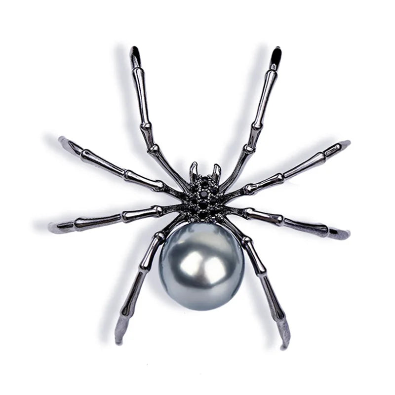 Halloween Black Spider Pearl Imitation Earrings