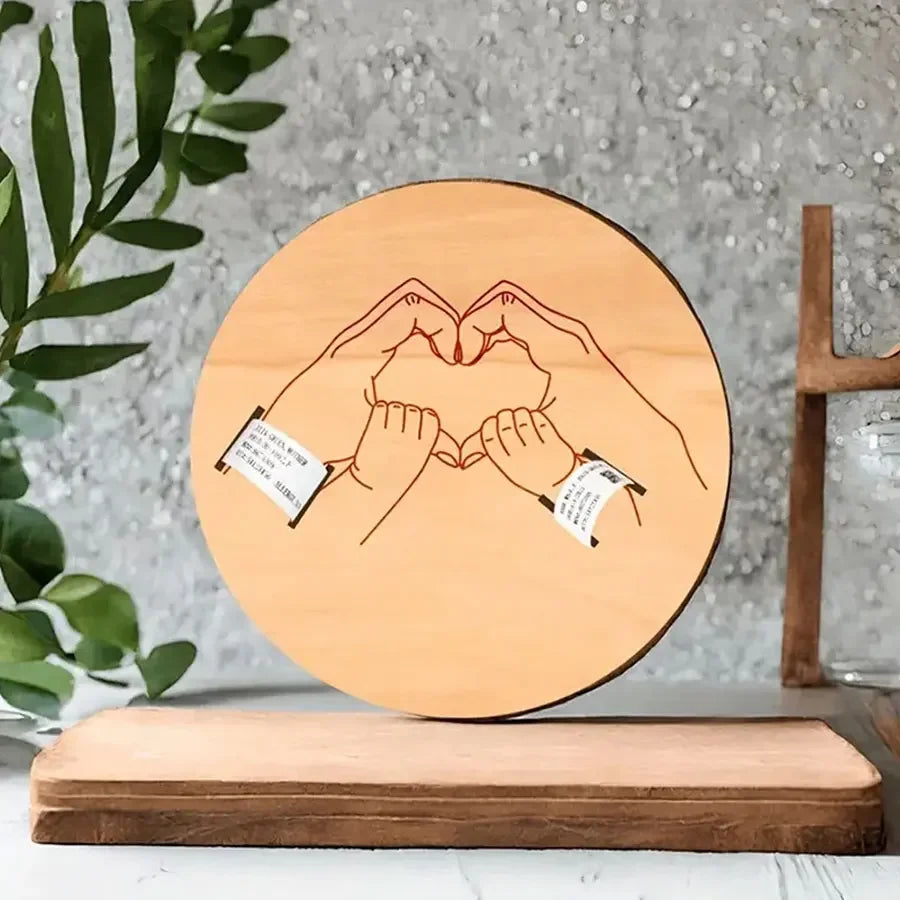 Baby Birth Wristband Wooden Holder