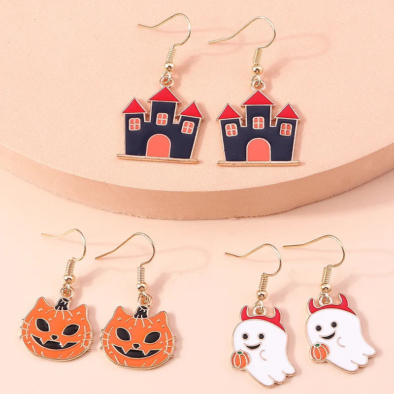 3pairs/set Halloween Drop Earrings For Girls