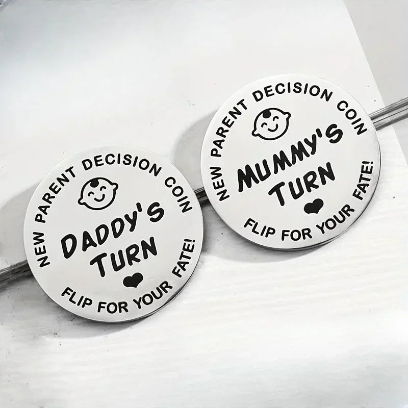 New Parents Decision Coin Double Sided Dad Mom Gift