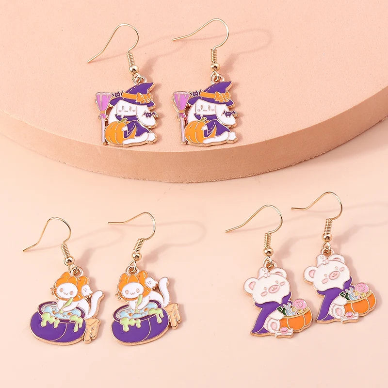 3pairs/set Halloween Drop Earrings For Girls