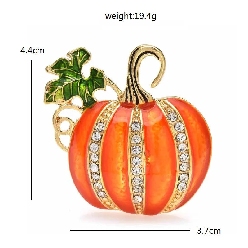 One Pumpkin Brooche With Rhinestones