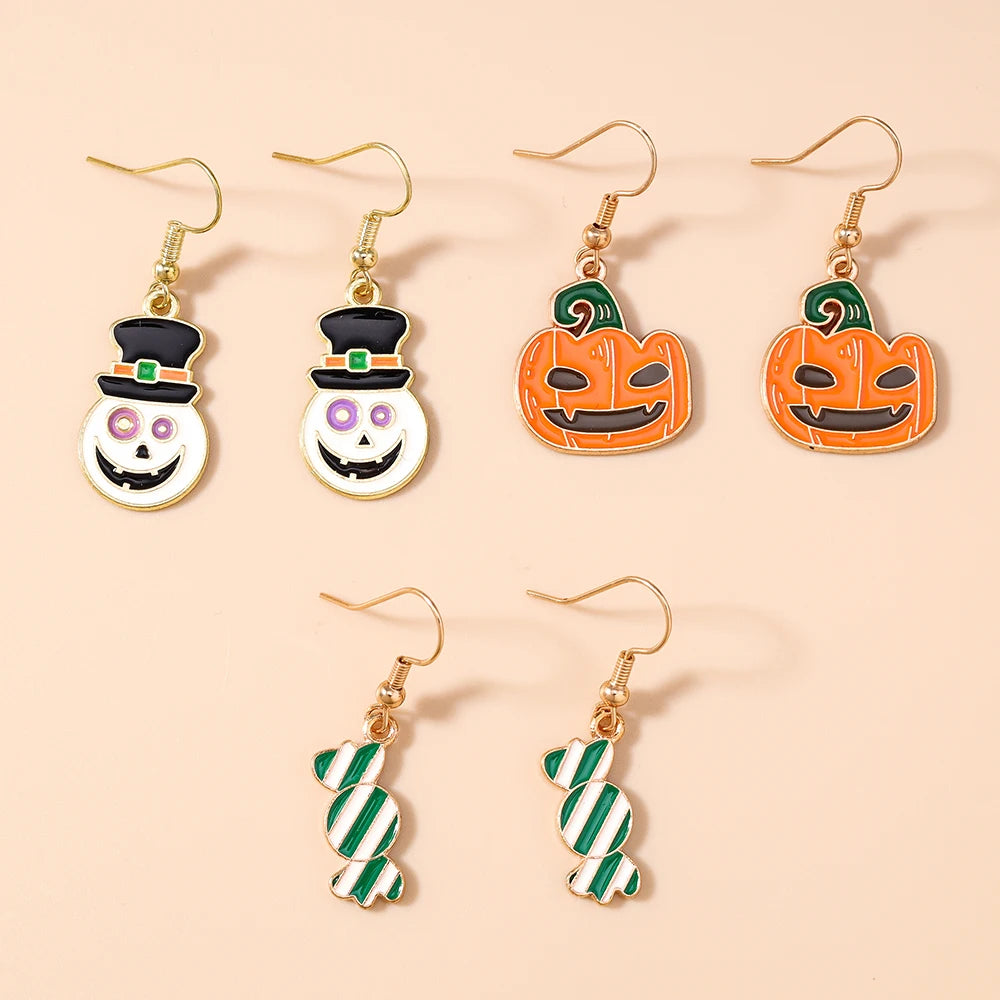 3pairs/set Halloween Drop Earrings For Girls