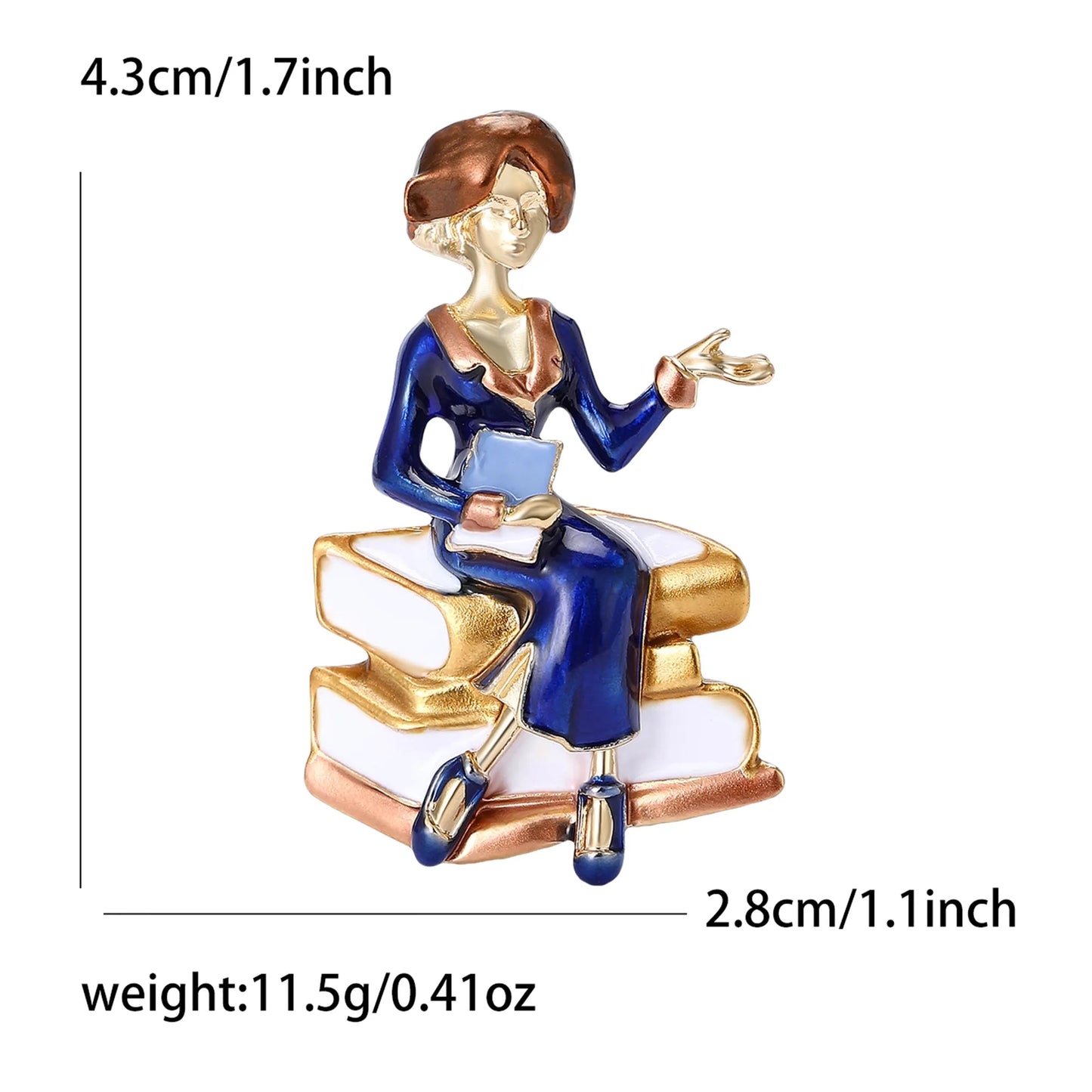 Book Rhinestone Brooch for Book Lover or Teacher