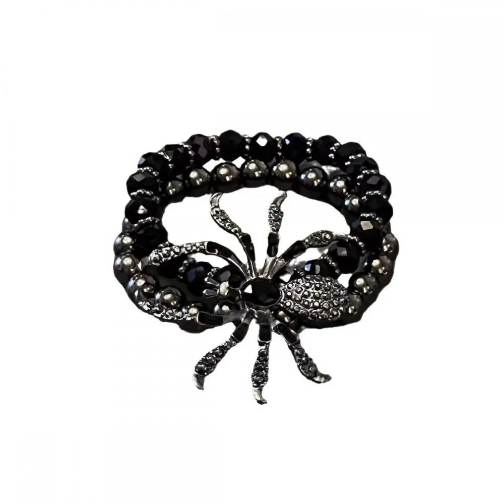 Gothic Black Spider Beads Bracelet