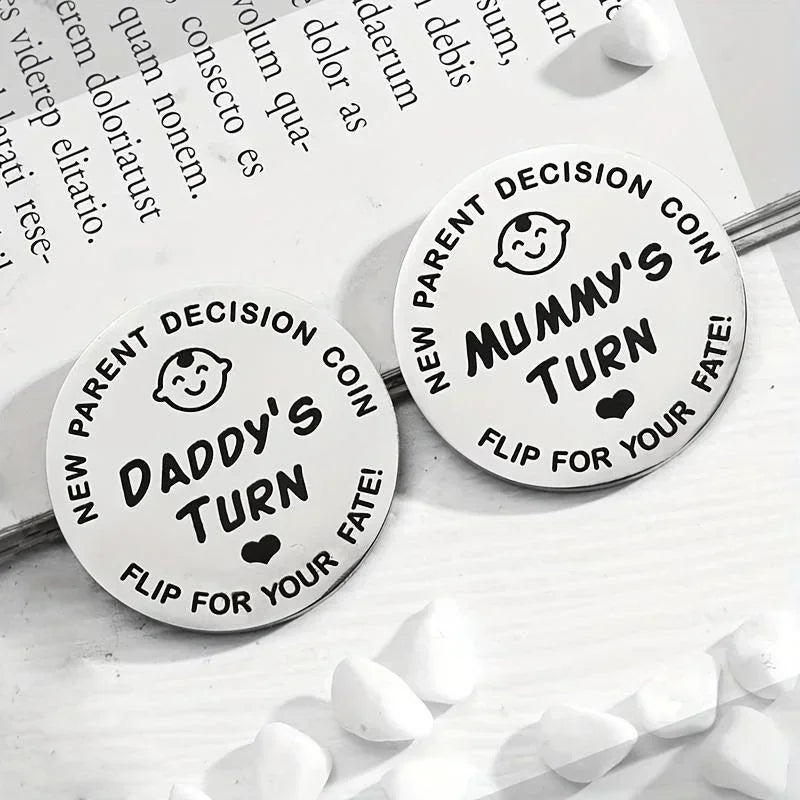 New Parents Decision Coin Double Sided Dad Mom Gift