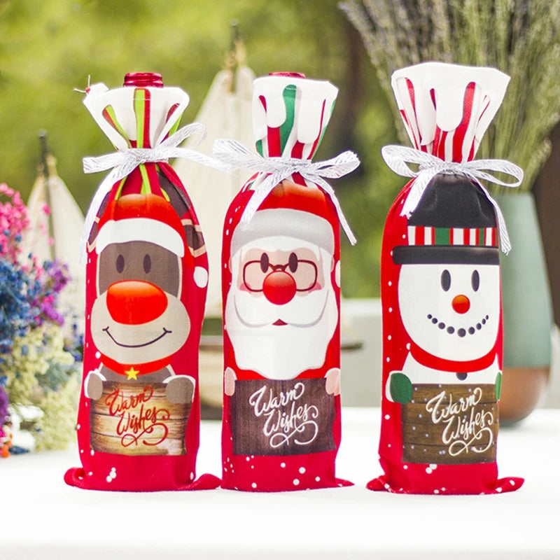 Christmas or New Year Wine Bottle Cover Coat Decoration