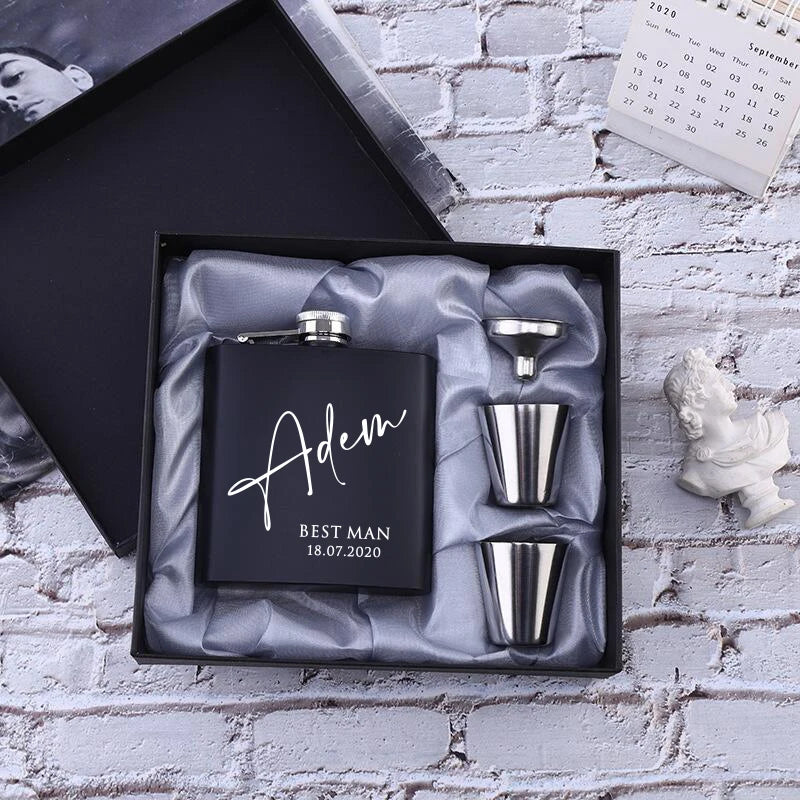 Personalized Hip Flask Set