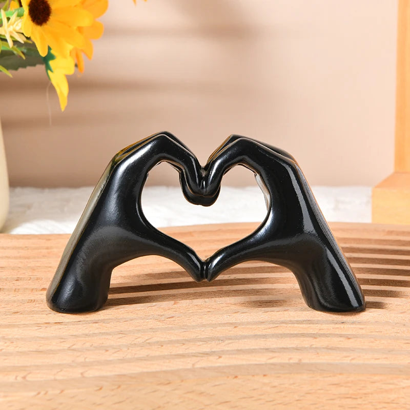 Heart-shaped Finger Combination Statue Expressing Love Gesture for Home Decor