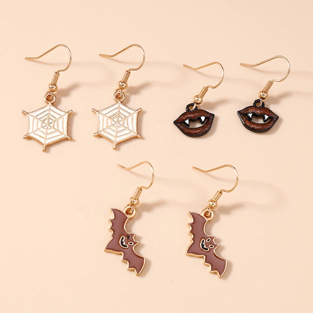 3pairs/set Halloween Drop Earrings For Girls