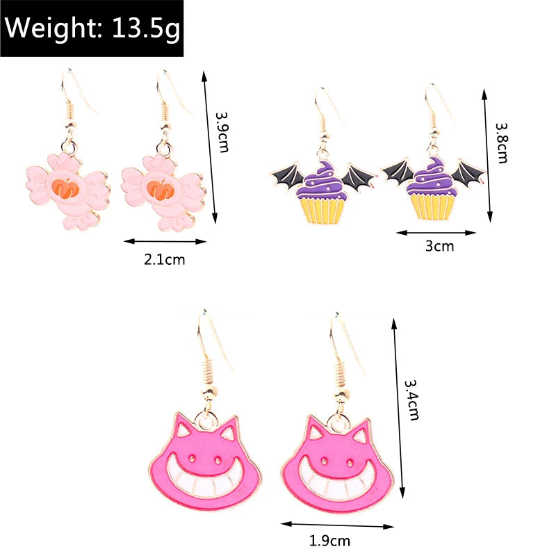 3pairs/set Halloween Drop Earrings For Girls