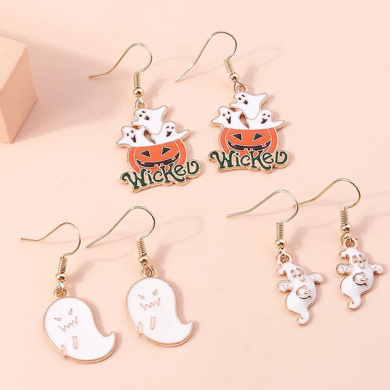3pairs/set Halloween Drop Earrings For Girls