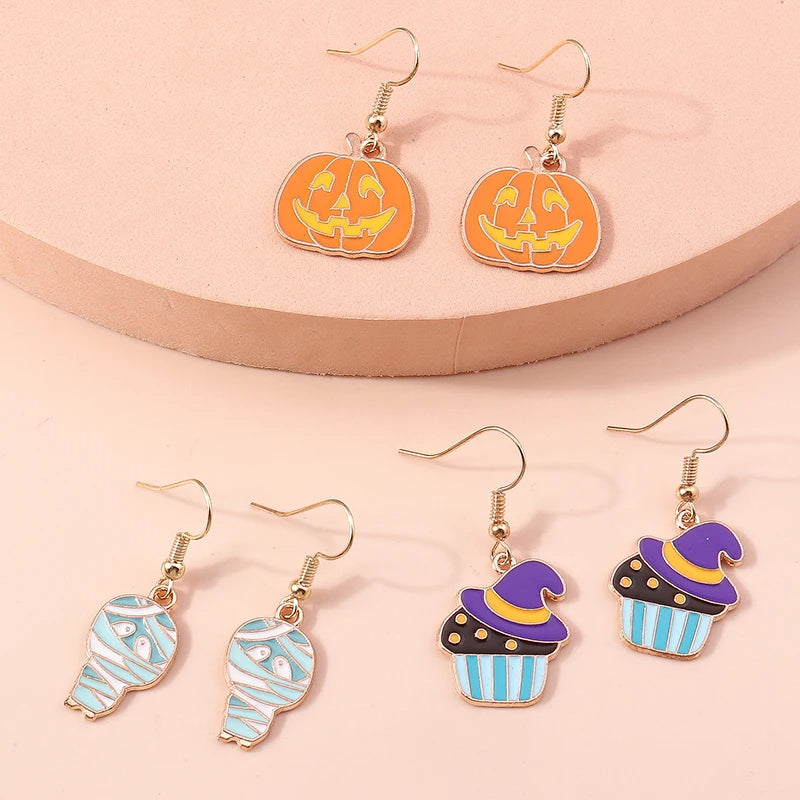 3pairs/set Halloween Drop Earrings For Girls