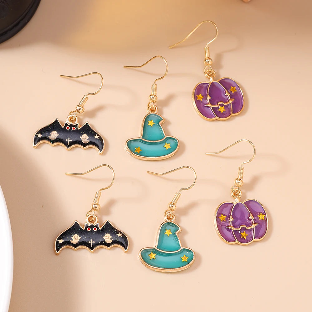 3pairs/set Halloween Drop Earrings For Girls