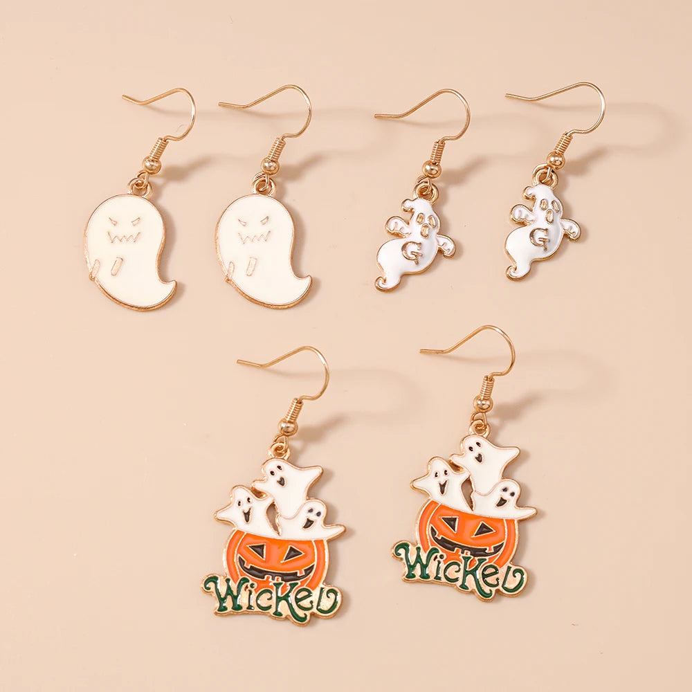 3pairs/set Halloween Drop Earrings For Girls