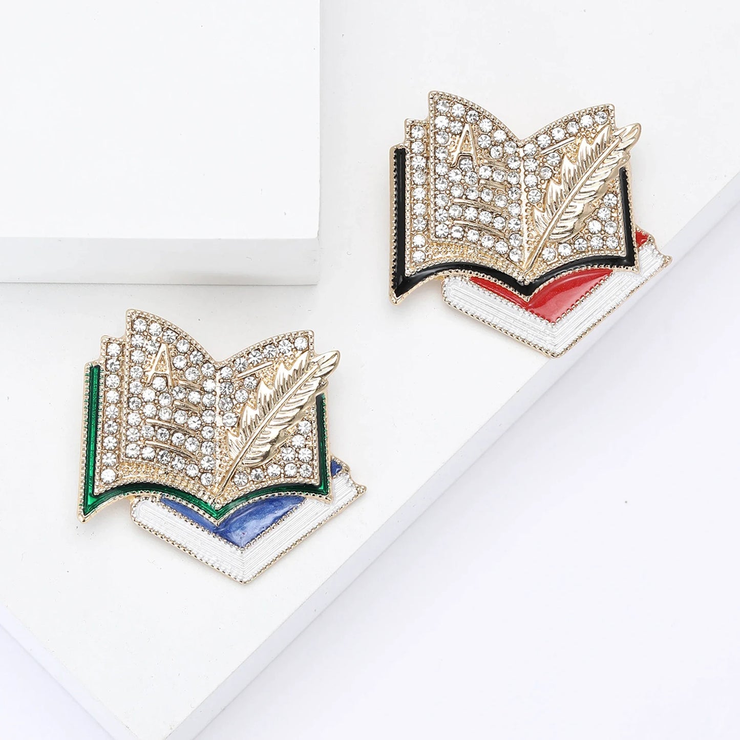 Book Rhinestone Brooch for Book Lover or Teacher
