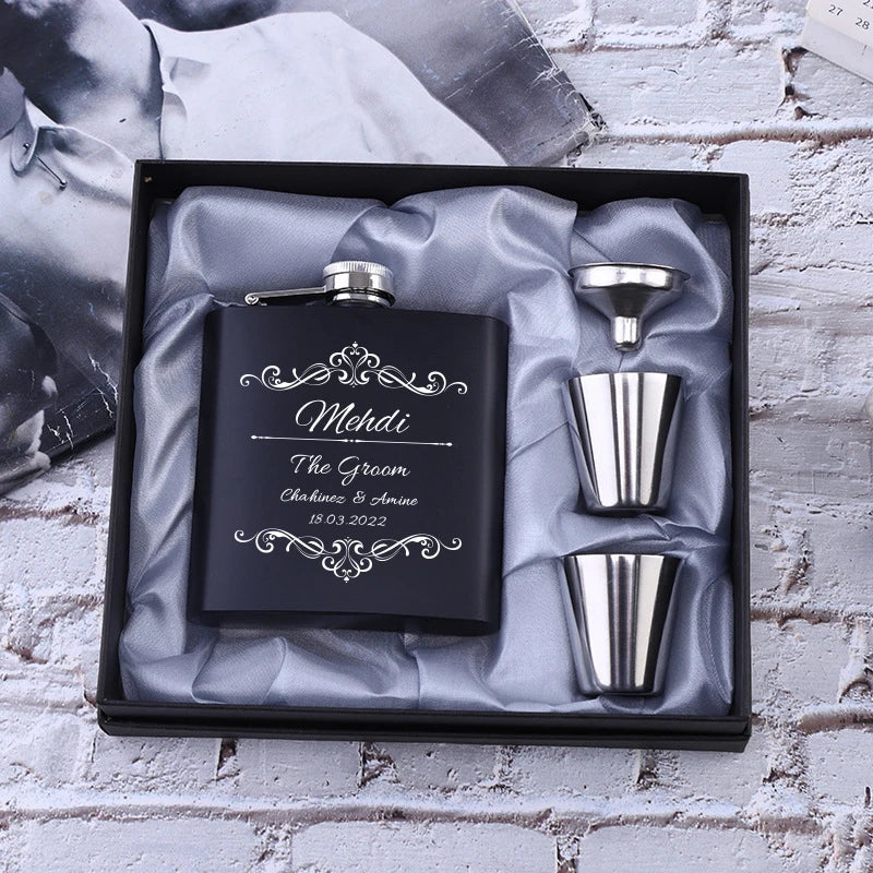 Personalized Hip Flask Set