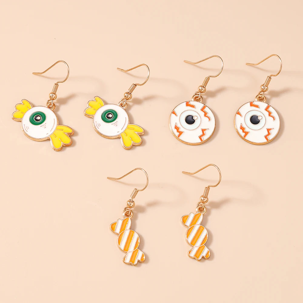 3pairs/set Halloween Drop Earrings For Girls