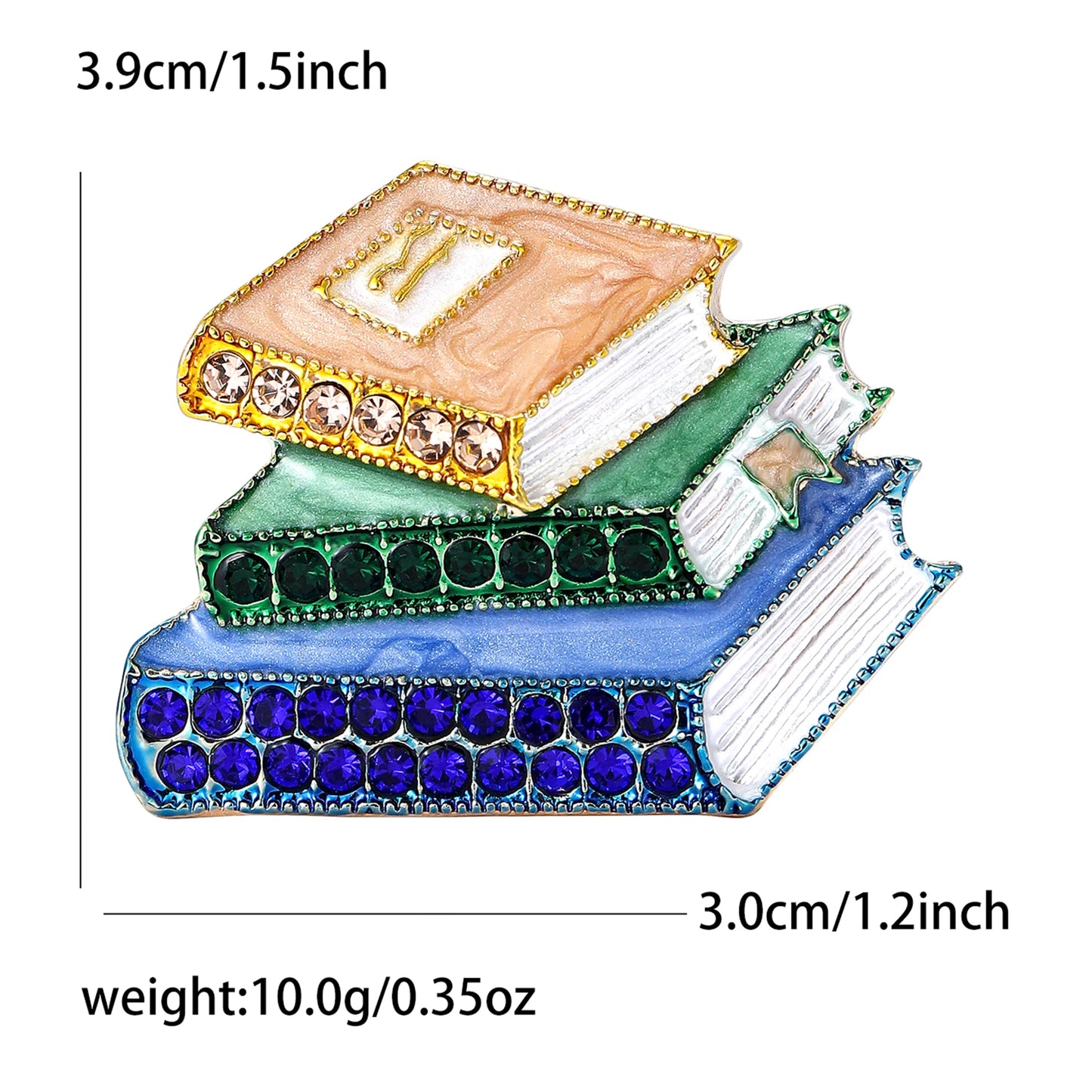 Book Rhinestone Brooch for Book Lover or Teacher