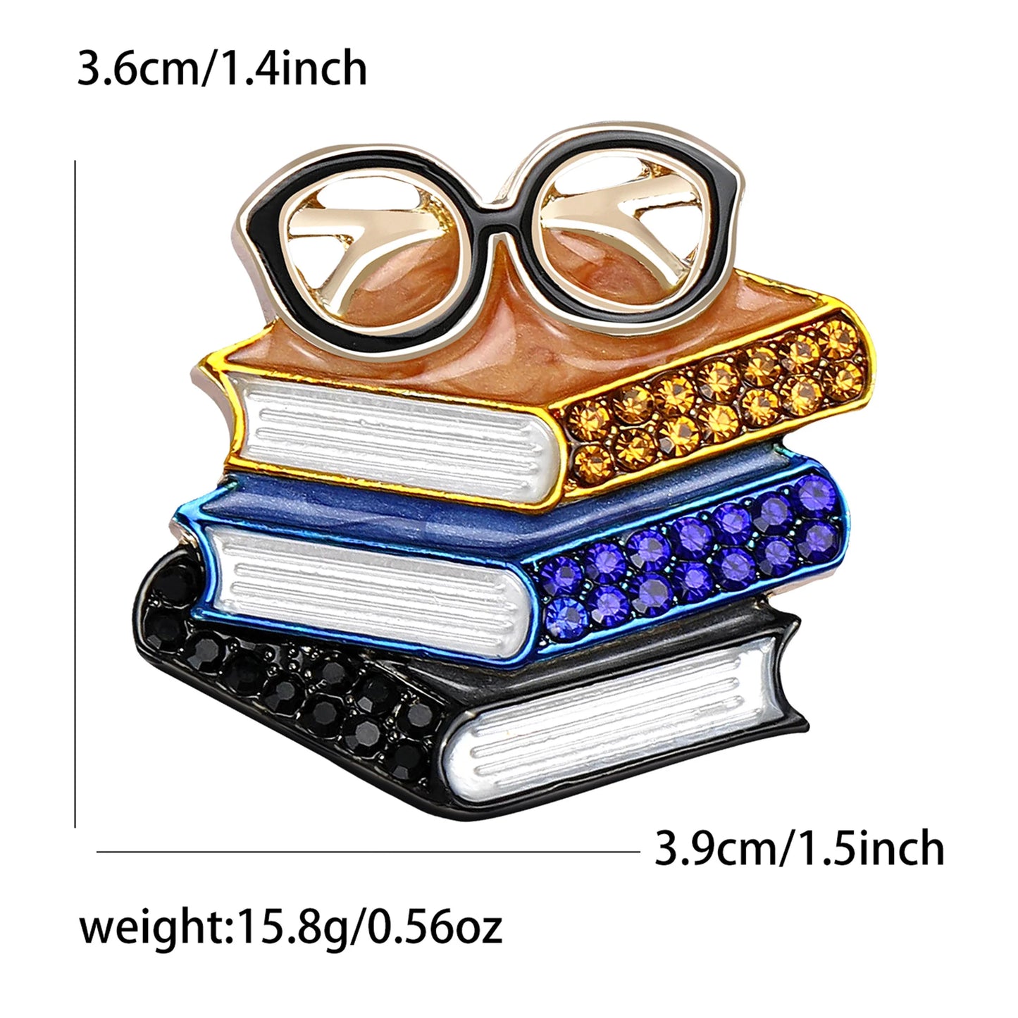 Book Rhinestone Brooch for Book Lover or Teacher